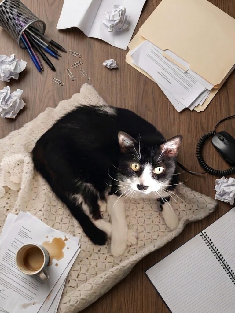 chat sur le bureau image illustrant une page du site maryse-naturo.fr sur la naturopathie animale